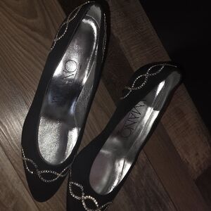 Amano Vintage Black Flats with Silver Accents